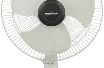 amazon basics High-Speed Table Fan I 3 Adjustable Fan Speeds | Rust Resistant Body | RPM 2100 | 400mm Sweep Length (White)