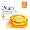 Pears Pure & Gentle Bathing Soap Bar 125 g (Combo Pack of 8) Moisturizing Glycerin Soap for Soft|| Glowing Skin & Body – Paraben Free|| For Men & Women