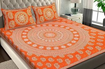 BLUEWINGSCRAFTS Cotton Bedsheet for Double Bed Size 90x 100 inches with 2 Large Size Pillow Covers.