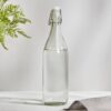Home Centre – Glass Water Bottle with Stopper – 1L | Infinity Ardour | Transparent Bottle | Kitchen Container | Beverage Holder – Transparent
