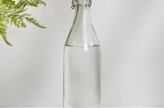 Home Centre – Glass Water Bottle with Stopper – 1L | Infinity Ardour | Transparent Bottle | Kitchen Container | Beverage Holder – Transparent