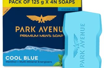 Park Avenue Premium Men’s Soaps for Bath – Cool Blue | 125g (Pack of 4) | Menthol & Mineral Energizer | Grade 1 Soap | For All Skin Types