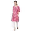 Rangriti Women’s Pink Printed Straight Viscose Kurta (RMMELPP18145_M)
