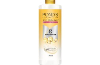 POND’S SUN MIRACLE SPF 50 PA+++ LIGHTWEIGHT SUNSCREEN BODY LOTION, PROTECTS FROM UVA/UVB RAYS, 1% ACTIVE NIACINAMIDE, NO WHITE CAST-90ML