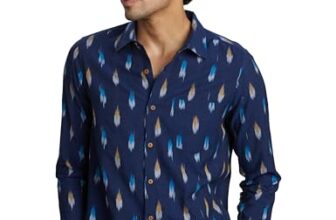 Amazon Brand – Symbol Men’s Regular Fit Cotton Ethnic Shirt Navy M