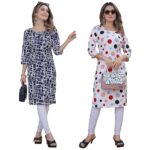 PRAZVIKA Women’s Multicolor Crepe Kurta||Pack of 2 Kurta||Kurta for Women