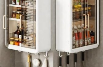 HEMIZA 1 Pcs Plastic Self-Adhesive No-Drill Bathroom Shelf & Storage Cabinet with Stickers, Organiser for Bathroom, Essentials, Makeup, Skincare, Wall-Mounted Multi-Purpose Storage Cabinet