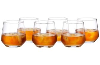 amazon basics Whiskey Glass Set of 6 (370ml Each) | Classic Design | Sturdy Base | Versatile for Any Occasion | Dishwasher Safe Bar Glasses