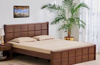Home Centre Denis Mahogany Wood Queen Bed – Brown