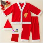 GRAPHENE Santa Claus Dress Christmas Santa Costume for Children With Jacket Pant Cap Pouch For Kids Babies Boy & Girls Size -4 (Age: 4-6 years)