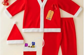 GRAPHENE Santa Claus Dress Christmas Santa Costume for Children With Jacket Pant Cap Pouch For Kids Babies Boy & Girls Size -4 (Age: 4-6 years)