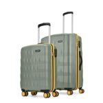 Aristocrat Comet Set of 2 Trolley Bag 56, 66cm | Small+Medium| Hard Luggage| Smooth 8-Wheel Suitcase| Combination Lock With Sturdy Zipper| Full Fabric Convipack | 3-year International Warranty (Green)