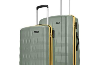 Aristocrat Comet Set of 2 Trolley Bag 56, 66cm | Small+Medium| Hard Luggage| Smooth 8-Wheel Suitcase| Combination Lock With Sturdy Zipper| Full Fabric Convipack | 3-year International Warranty (Green)