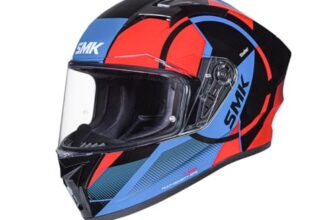 Smk Stellar Sports S01 Faro Helmet ISI Dot & Ece- 06 Certified Full Face Helmet with Anti Fog Clear Visor Helmet
