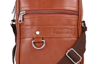 ADISA Faux Leather Unisex Sling Cross Body Travel Office Messenger Bag (MS9011-TAN)