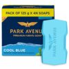 Park Avenue Premium Men’s Soaps for Bath – Cool Blue | 125g (Pack of 4) | Menthol & Mineral Energizer | Grade 1 Soap | For All Skin Types