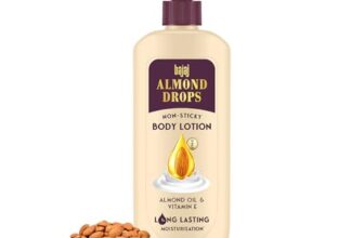Bajaj Almond Drops Non-Sticky Body Lotion | Long Lasting Moisturization | Almond Oil & Vitamin E | Nourished and Smooth Skin | 400 ML