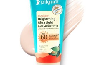 Pilgrim 5% Vitamin C Brightening Ultra Light Gel Sunscreen SPF 60 PA++++ 45ml | UVA/UVB Protection | No White Cast | Fights Tanning, Brightens Skin | Lightweight & Non-Greasy | For All Skin Type