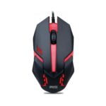 GEONIX Vigor R7 Wired Gaming Mouse with 1200 DPI, PVC Cable, 3 Buttons, Center Click, 1 Year Warranty (Black Red)