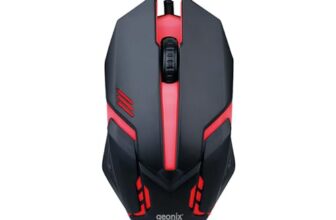 GEONIX Vigor R7 Wired Gaming Mouse with 1200 DPI, PVC Cable, 3 Buttons, Center Click, 1 Year Warranty (Black Red)
