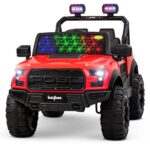 Baybee Bronco Battery Operated Electric Ride on Toy Jeep with RGB Windshield Light & Music for Kids, Boys, Girls, Baby Big Car to Drive, 3 to 8 Years, Red