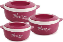 cello Sapphire Pack of 3 Thermoware Casserole(500 ml, 1000 ml, 1500 ml)