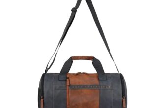 Gear Clubsport 3 9″/33L Faux Leather Large Water Resistant Duffle Bag/Travel Bag/Gym Bag for Men & Women(Navy-Tan)