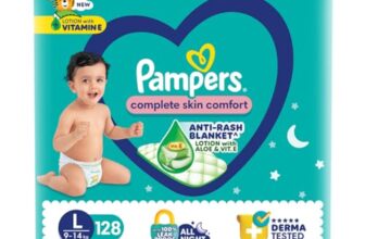 Pampers Complete Skin Comfort | Pant Style Diaper Large, 128 Count| Anti Rash with 100% protection from leakage upto 12 hrs