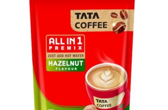 Tata Coffee All in 1 Premix, Hazelnut Flavour, Instant Coffee-Chicory Premix, Rich Aroma, Instant Coffee Sachets, Just Add Hot Water, 160g (10 Sachets x 16g)