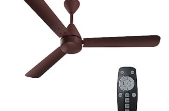 Crompton Energion Hyperjet 1200mm BLDC Ceiling Fan | Point Anywhere Remote Control | BEE 5 Star Rated Energy Efficient | Superior Air Delivery | Anti-Rust | 2 Year Manufacturer Warranty | Brown