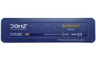 Doms Superio Super Dark Graphite Pencils Pack of 20 Pencils| With FREE 1 Eraser 1 Pencil Sharpner 1 Point Protection Cap & 1 Cleaning Brush| With Storage Case Metal Body