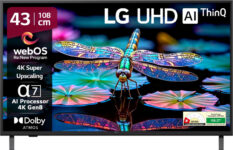 LG AI TV UA8200 108 cm (43 inch) Ultra HD (4K) LED Smart WebOS TV 2025 Edition with Alpha7 AI Processor 4K Gen8 | 4K Super Upscaling | AI Picture Pro | 4K Expression Enhancer | NEW AI Magic Remote Compatible | AI Search with MS Copilot | AI Sound Pro (9.1.2 ch) | Dolby Atmos | Chromecast Built-in(43
