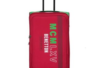 UNITED COLORS OF BENETTON Topaz Unisex Polyester Soft Luggage – Red, 58.5CM Cabin Trolley Bag