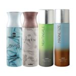 Ajmal 1 Avid Homme for Men, 1 Shadow Homme for Men, 1 Nightingale and 1 Magnetize for Men & Women Deodorants each 200ML Combo pack of 4 (Total 800ML)