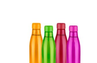 Floraware Food Grade Premium Plastic Fridge Round Water Bottle, Drinking Bottle, 1000ml Pack of 4, Multicolour