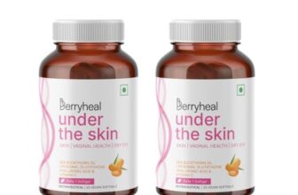 Berryheal Under The Skin L-Glutathione (250mg), Hyaluronic Acid, Vitamin C, Sea Buckthorn (Omega 3679) Vegan Skin Supplement for Glow, Hydration, Collagen Booster & Anti-Ageing | 60 Capsules for Women