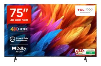 TCL 189 cm (75 inches) Metallic Bezel-Less Series 4K Ultra HD Smart LED Google TV 75V6B (Black)