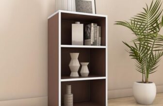 Nilkamal Halo 3 Tier Engineered Wood Free Standing Book Shelf Cabinet with Open Shelf | 1 Year Warranty | Legno Oak