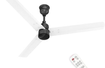Polycab Wizzy Plus 1200mm 5-Star BLDC, Remote Ceiling fan for Living Room| 55% Energy Saving, 100% Copper, High Air Delivery, Free Installation | 3+1 yr Warranty【Matt White Black】