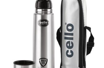 Cello Flipstyle Thermosteel Flask with Thermal Jacket 1000ml, Silver | 24 Hours Hot & Cold Water Bottle | Flask for Tea Coffee | Rust & Leak Proof | Ideal for Office, Gym, Home, Kitchen, Travel Bottle