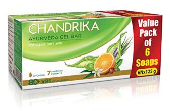 Chandrika Glycerine Ayurveda Gel Bar| Glycerine Bath Soap with Jojoba Oil for Moisturized Skin| For All Skin Types| 125g (Pack of 6)