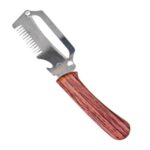 Multi-Functional Stainless Steel Vegetable Peeler with Wooden Handle, Built-in Bottle Opener & Julienne Cutter, Sharp Fruit & Vegetable Peeler for Potato, Carrot, Cucumber, Apple & More