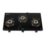 Havells GEOSLIM JUMBO Gas stove |3 Heavy Duty Forged Brass Burner|6 mm Toughened Glass|Premium Valves|Removable Drip Tray|Soft Touch Knobs|5 year Warranty on Burners, Glass & Valves by Havells (Black)