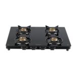 Havells GEOSLIM JUMBO stove |4 Heavy Duty Forged Brass Burner|6 mm Toughened Glass|Premium Valves|Removable Drip Tray|Soft Touch Knobs|5 year Warranty on Burners, Glass & Valves by Havells (Black)