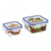 Amazon Brand – Solimo Square Glass Food Storage Container, 360 ml & 900 ml – Set of 2, Airtight, Microwave & Freezer Safe, Transparent