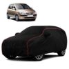 Sulfar 100% Water Resistant Car Body Cover Compatible with Mirror for Hyundai Getz (Triple Stitched, Full Bottom Elastic, Black with Red Piping)