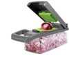 Reqwekx Manual Vegetable Cutter 14-in-1 Food Chopper with 8 Blades Onion Chopper with Storage Box Multipurpose Slicer Dicer for Fruits