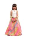 Pspeaches Girls 3-Piece Halter Neck Sleevless Georgette Lehenga, Choli & Dupatta 5-6 year Multi
