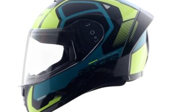 Vega Ranger DX Crew Full Face Riding Helmet with Lightweight Shell, Comfortable Liner, Shock Absorbing Interior, Ventilated Fit, Aerodynamic Build, and Modern Black Neon Yellow Styling Black Neon Yellow-L