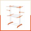 Bathla 2 Level Modular Cloth Drying Stand with Wheels – Rustproof Portable Steel Laundry Rack (Orange – Medium) – Clothes Dryer for Balcony, Indoor & Outdoor Use